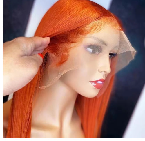 ORANGE GINGER LACEFRONT  HUMAN HAIR BOB WIG