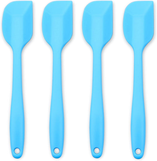 4-Piece Heat-Resistant Silicone Spatula Set with Stainless Steel Core - Non-Stick Rubber, Blue